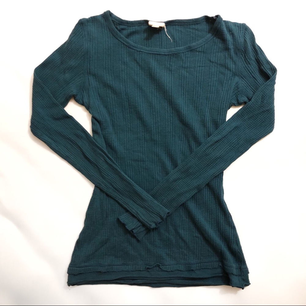 Energie Dark Teal Blue Long Sleeve Shirt Tee sz S